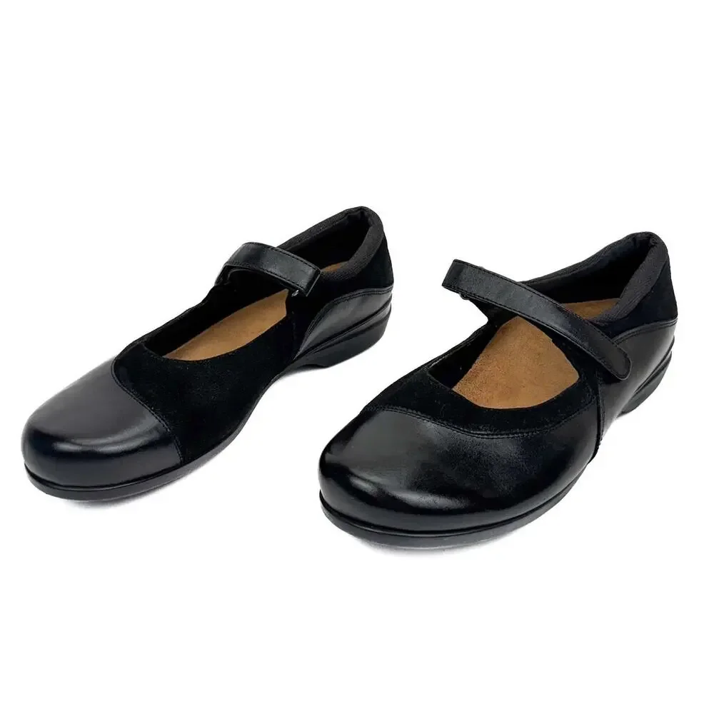 abeo Black Leather‎ Suede Orthotic Arch Support Mary Jane Comfort Shoe Sz 9.5